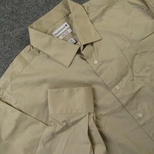 Saddlebred Dress Shirt Mens 18.5 32/33‎ 2XL Beige Easy Care Stretch Button Down